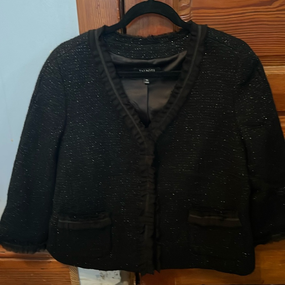 Black sparkly short jacket by Talbot's.Sz-14p
